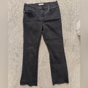 Madewell Cali Demi Black Bootcut Jeans Size 30 Raw Hem Mid Rise Stretch Denim